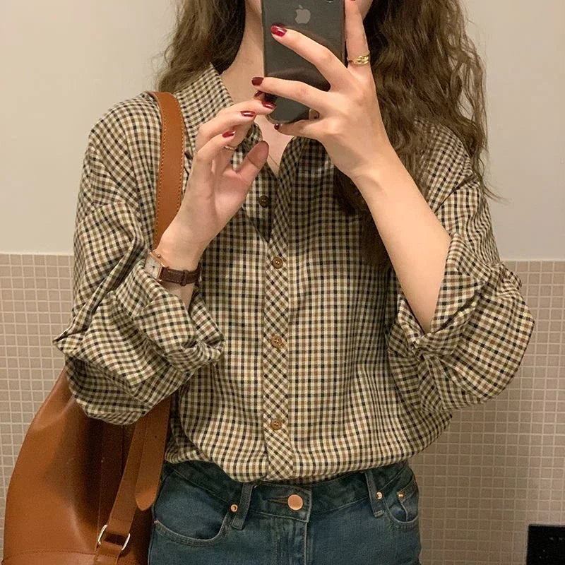 Fashion Casual Women's Plaid Shirt Autumn New Boutique Ladies Blouse and Tops Female Long Sleeve Blouses Clothes