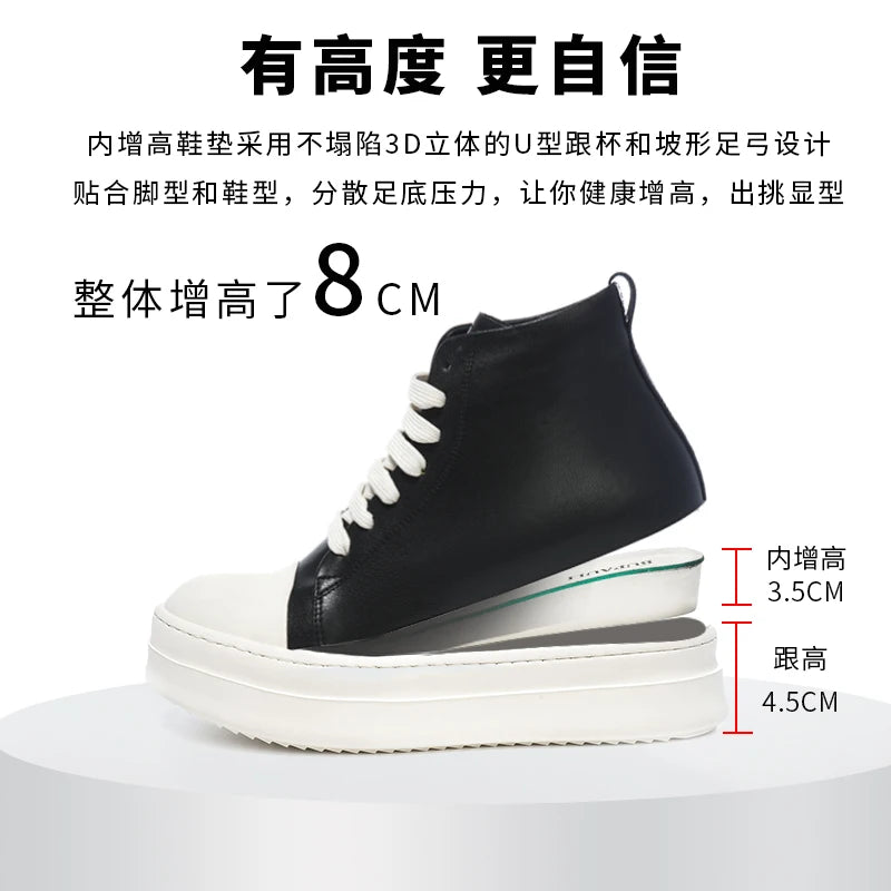 Street Style Ankle Boots for Men Genuine Leather High Top Shoes Fashion Brand Motorcycle Boots Thick Bottom Male Walking Shoes