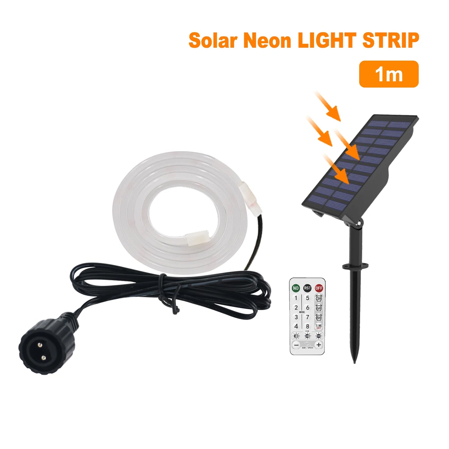 10M Solar Neon LED Strip Outdoor Pool IP67 Waterproof Flexible 2835 LED Tape Light Sign With Remote 24V 120LEDs/M Tube Diode