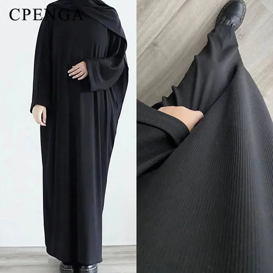 2023 Autumn Winter Knitted Dress Muslim Women Abaya Female Arabic Turkey Modest Dresses New Warm Long Robe Islam Clothing.