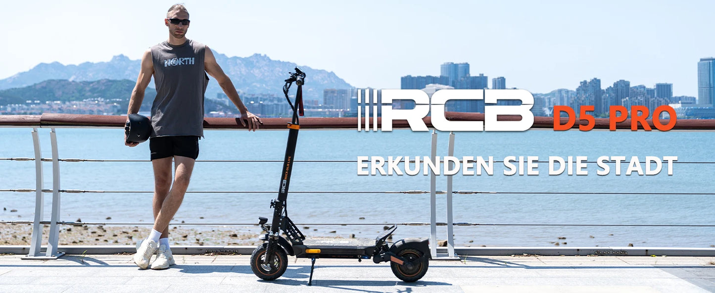 RCB Electric Scooter D5 Pro/D5 (ABE), 48V 27/20.8 Ah Battery, 500W Motor, 10“ Flatproof Tyre, Dual Shock Absorption E Scooter.