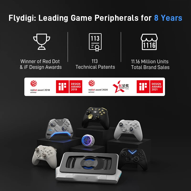 Official Global Version Flydigi APEX 5 Elite Gamepad With Charger Dock Bluetooth Gaming Controller For PC/Switch/Mobile/TV.