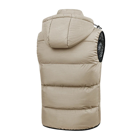 New Men Autumn Thicken Sleeveless Vests Jacket Coat Mens Winter Warm Detachable Hat Outwear Waistcoat Hooded Vest Jacket Male.