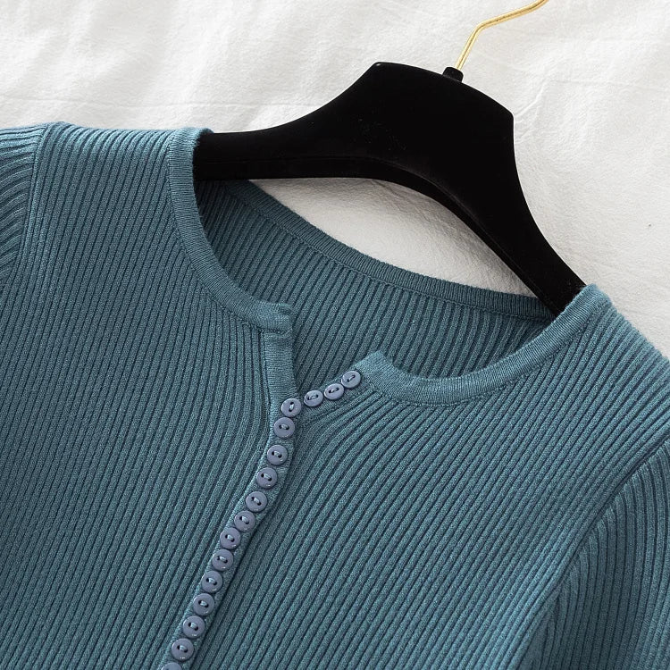 2026 weibliche Casual Tops Pullover Frauen Herbst Winter Gestrickte Dünne Pullover Feste Taste Volle Hülse V-ausschnitt Pullover