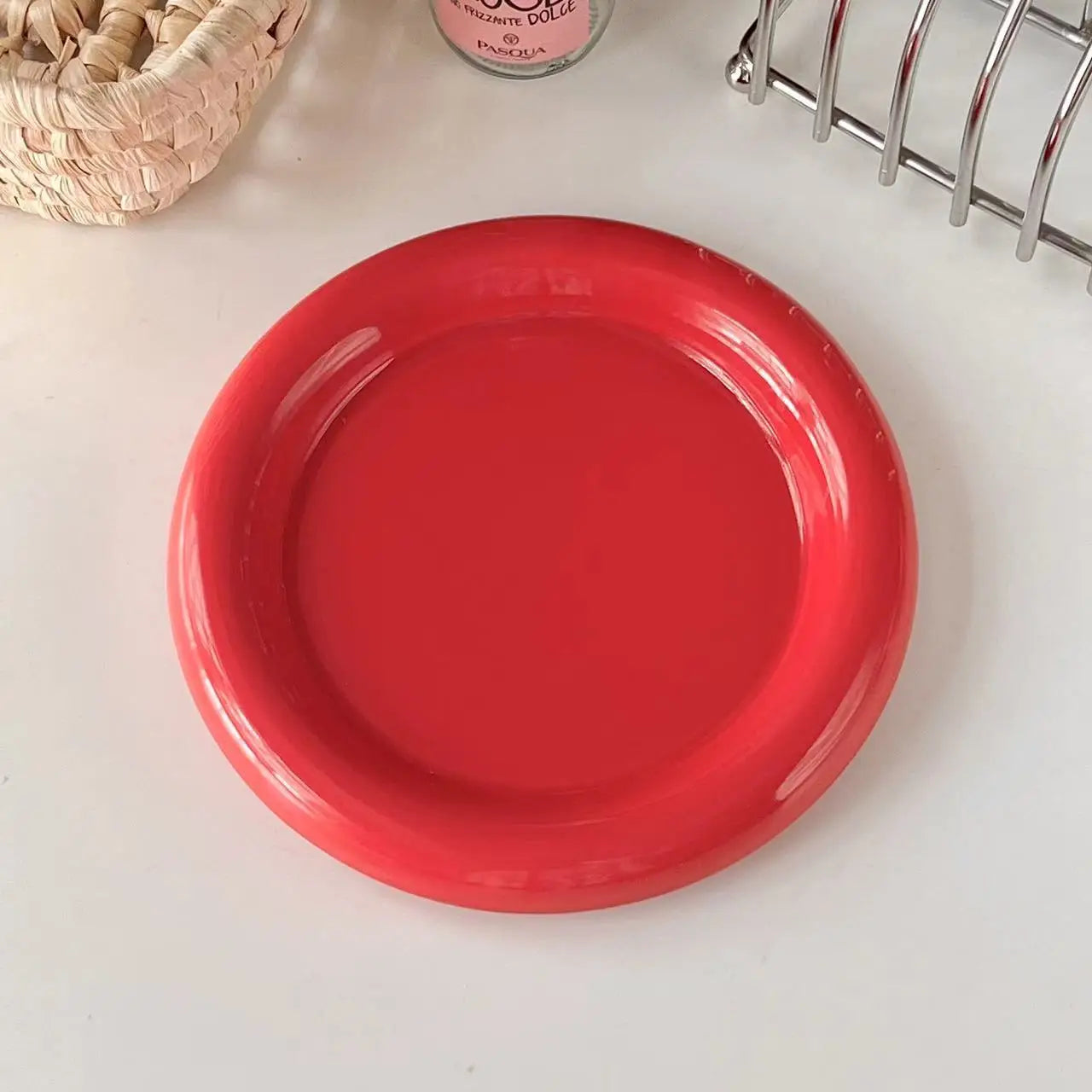 Round Ceramic Plate Thick-edged Western Food Plate Creative Steak Nordic Tableware Ceramic Plate Main Course Kitchen Utensils.