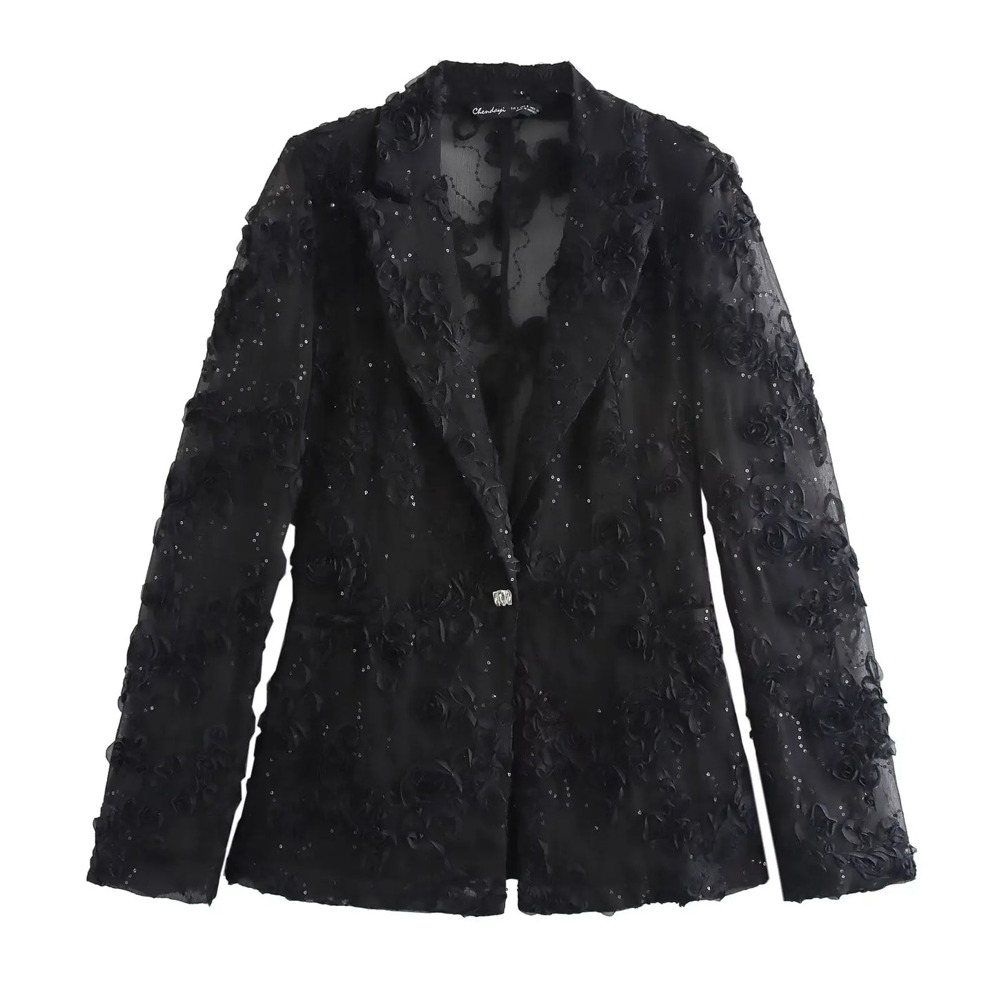 MUJER Sequin Pants Sets for Women 2 Pieces Flower Women's Pants Blazer Suits 2 Pieces Sets Women Outfit Semi Sheer Trousers Sets