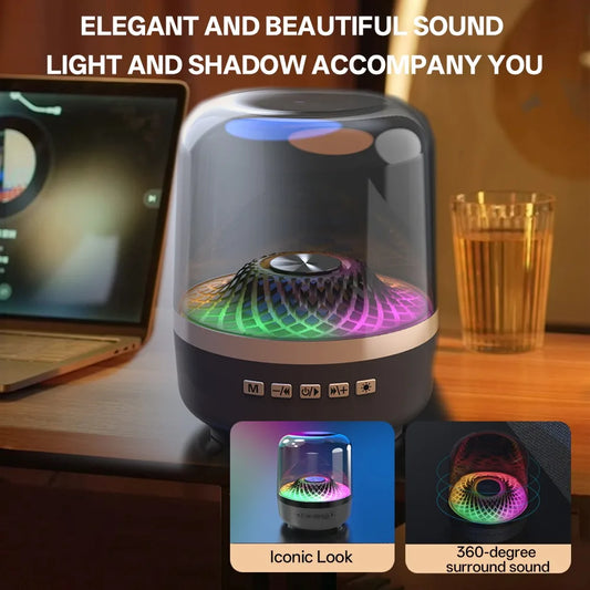 Portable Bluetooth 5.3 Breathing Lamp Speakers 3D Hi-Fi Audio Subwoofer Outdoor Loudspeaker Music Surround Bass Box Speaker.