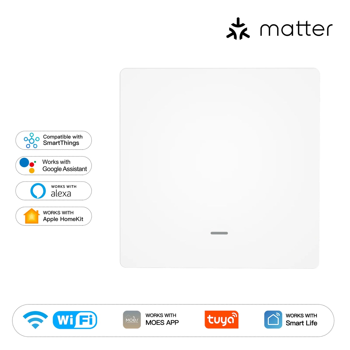MOES Smart Lichtschalter EU WiFi Matter Button Fernbedienung kompatibel mit Alexa Google Home Apple Homekit Smartthings