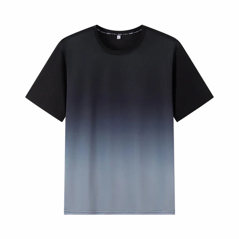 Men's Gradient T-shirt Plus Size 7XL 110-175KG Loose Short Sleeve Tees Men Fashion Round Collar Leisure Oversized Tops.