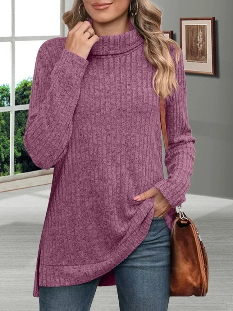 Herbst Warme Dicke Kälte Beständig Frauen Pullover Lose Gestrickte Rollkragen Damen Pullover Gestreiften Weiche Lange Ärmeln Neue Jumper.