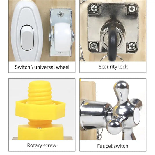 Kids Busy Cube Wooden Fidget Toy Cube Montessori Educational Baby Travel Toys Learning Basic Life Skills Sensory Busy Boards.