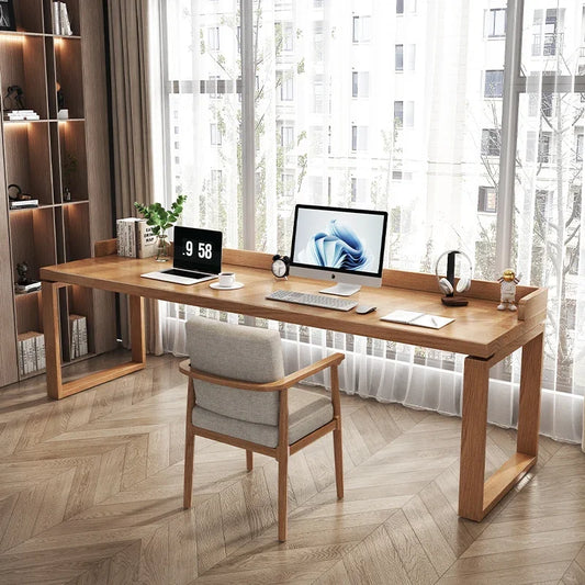 Solid wood double desk against the wall Long table Household simple modern student writing desk Study table Office computer desk