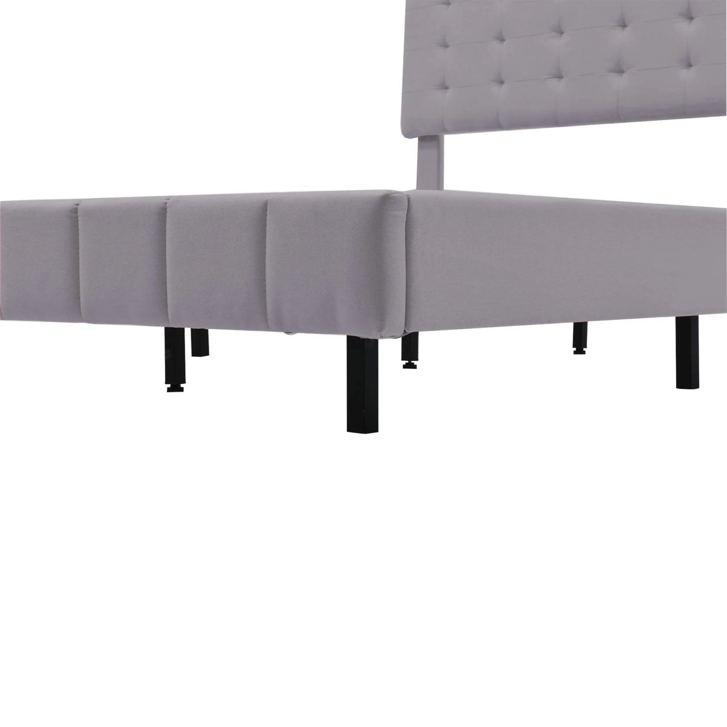 Rosahqnda Polsterbett 160 x 200 cm, Doppelbett mit LED- und USB-Anschluss, schwebender Bettrahmen, Beige, Leinen