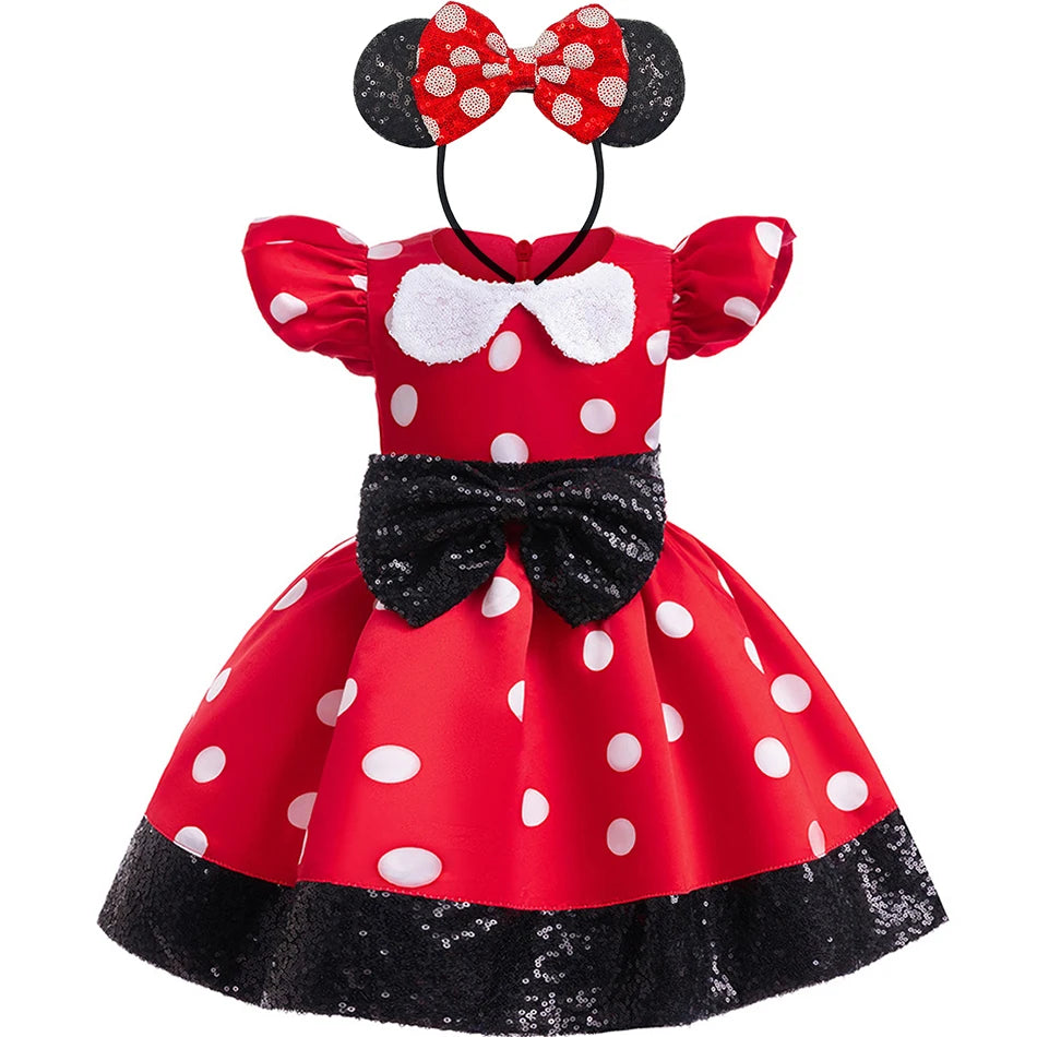 Disney Minnie Mouse Mädchen Polka Dot Schleife Prinzessin Kleid Jungen Kinder Mickey Mouse Halloween Karneval Party Performance Kleidung Anzug