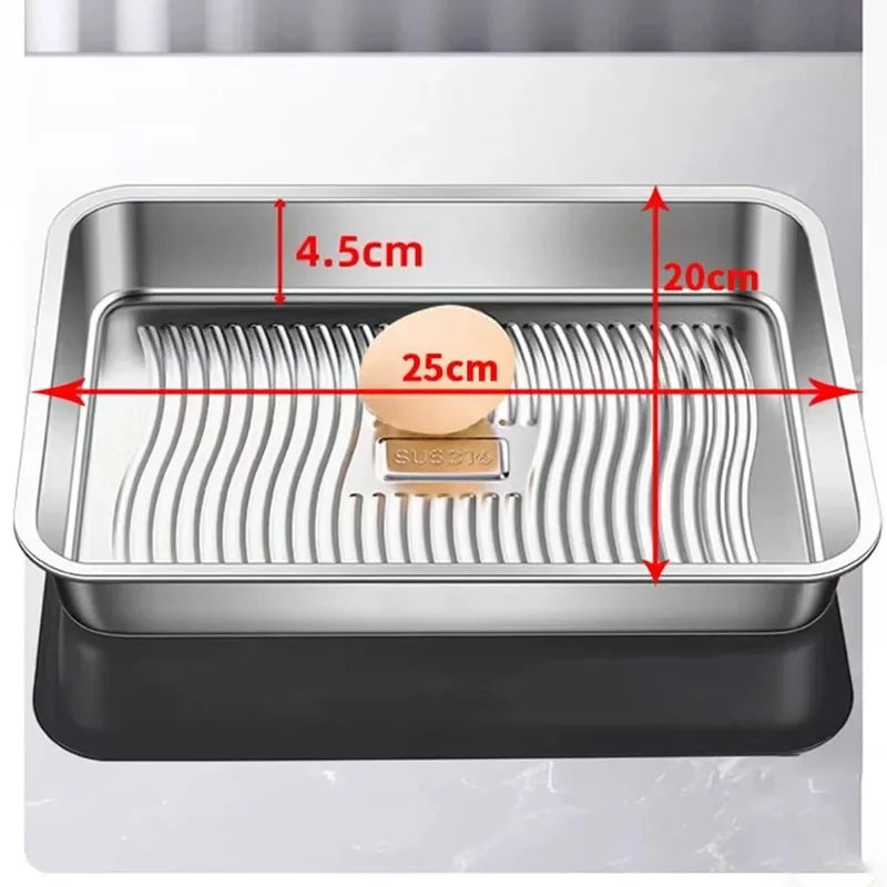 Stainless Steel Rectangular Tray with Lid Multi-Purpose Serving Plate for Dumplings BBQ Catering Food Storage Home Restaurant.