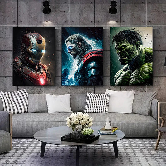 Miniso Disney Marvel The Avengers Spiderman Poster Iron Man Hulk Captain America Hulk Canvas Painting Wall Art Prints Home Decor.