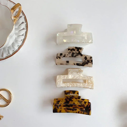 Muweordy New Acetate Claw Clip Leopard Hair Claw Large Geometric Hollow Square Crab Hair Clip for Women Girl Hair Accessories.