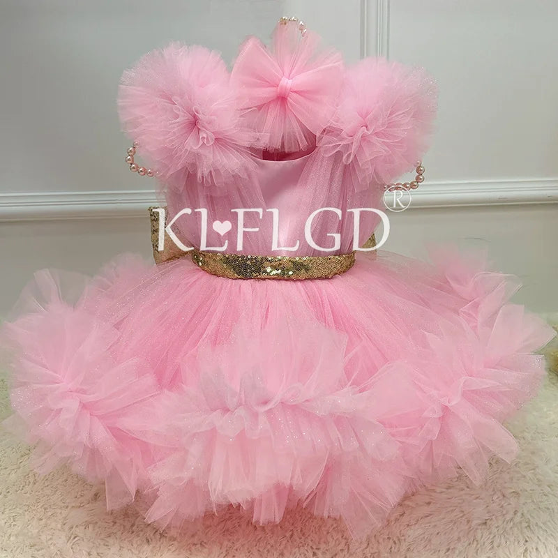 Luxuriöse Kinderkleidung, Babykleid zum ersten Geburtstag, Blumenkind-Hochzeitskleid, Mädchen-Karnevals-Performance-Kleidung.