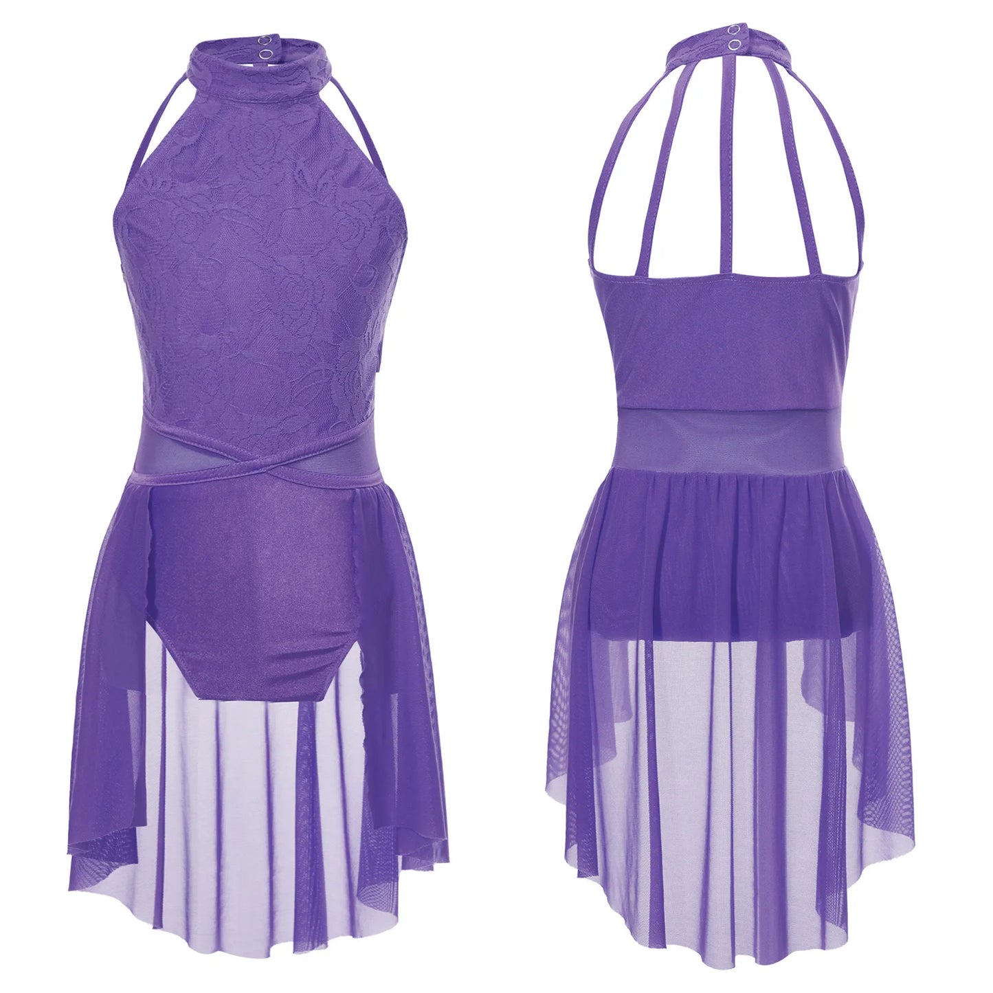 Mädchen Ballett Gymnastik Trikot lyrischen Tanz kleid ärmellose florale Spitze Tutu Tanz kleidung für Eiskunstlauf Bühnen performance