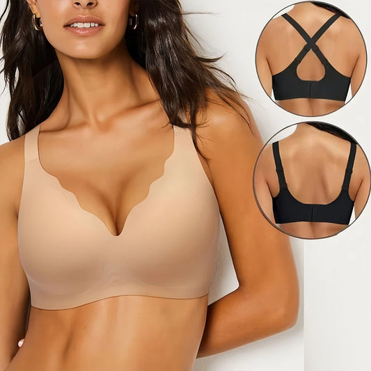 Comfortable Seamless Full Coverage Bra For Women Plus Size Wireless Bras Hide Back Fat T-Shirt Bra Push Up Everyday Bra.