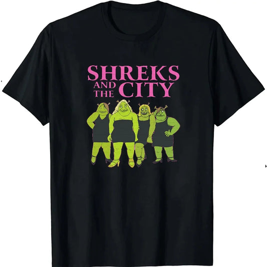 Ogre and The City Shreks Shirt Combine Fun Printed Men's Women's Short Sleeve T-shirts Summer Fashion Unique Funny hot sale.
