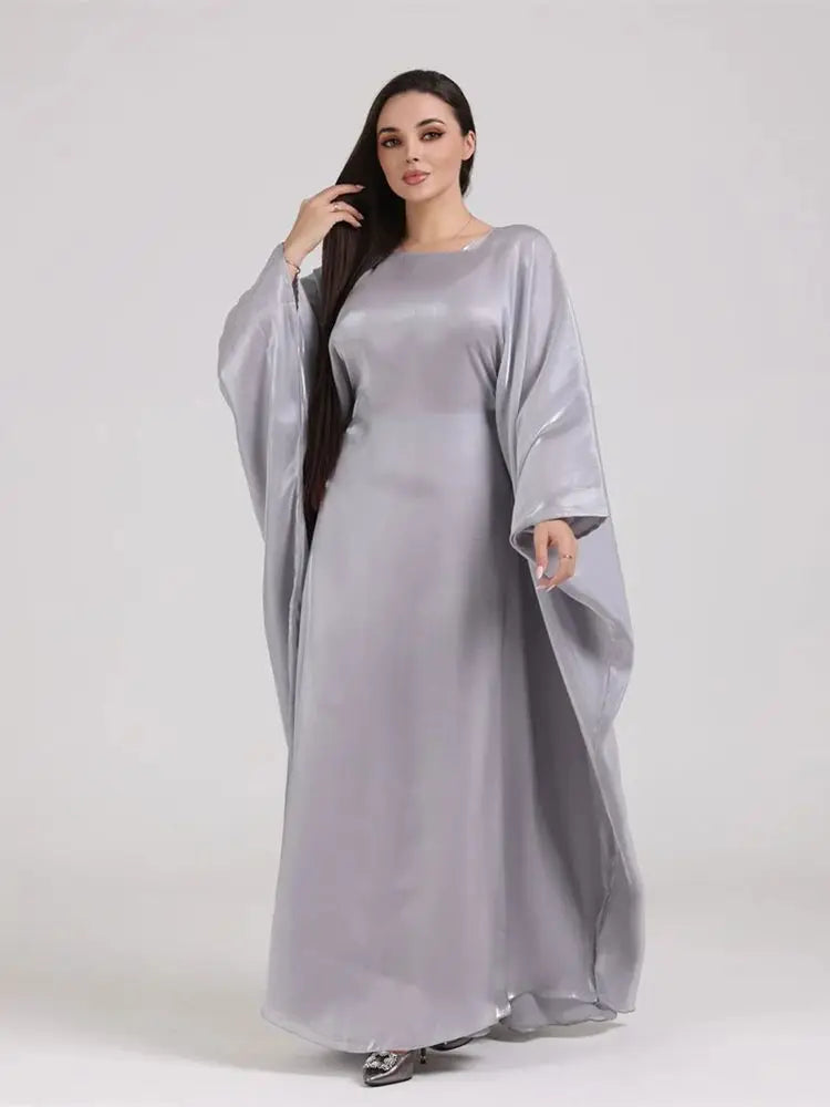 Muslim Kaftan Dress Satin Batwing Abaya For Women Dubai Luxury 2024 Islam Kebaya Robe Caftan Marocain Femme Musulmane Vestidos
