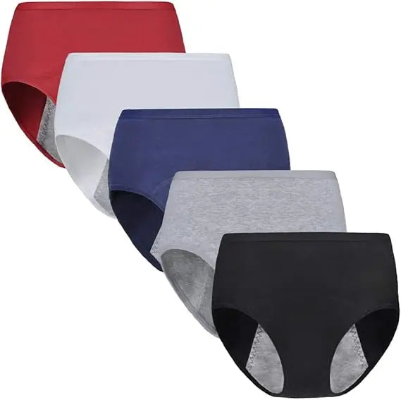 5Pcs Women Protective Cotton Menstrual Period Panties Teens Breathable Leakproof Briefs Women Postpartum Underwear.