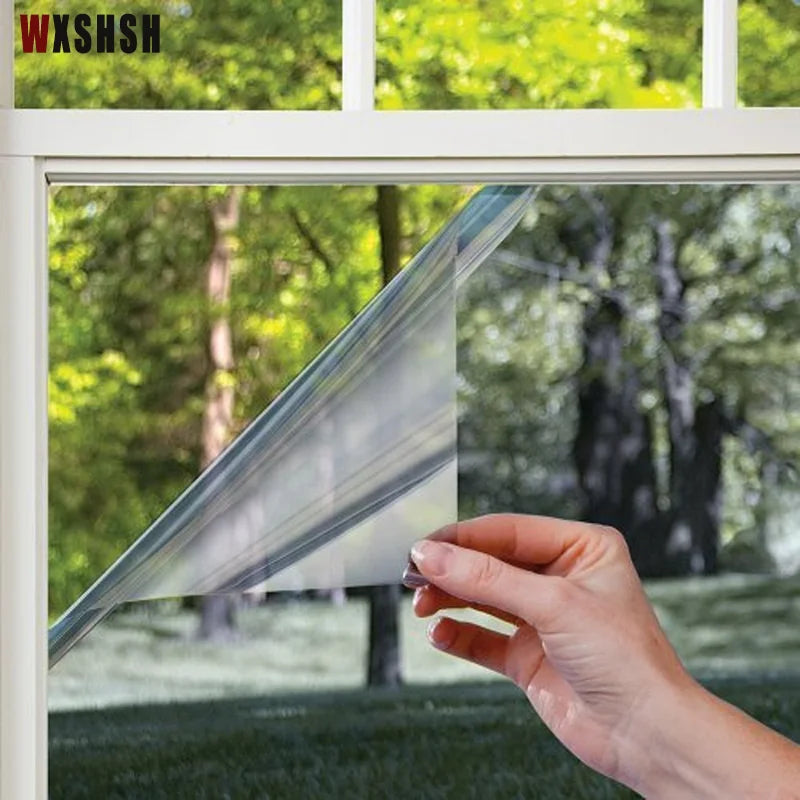 Window Privacy Film One Way Daytime Privacy Static Cling Sun Blocking Anti UV Reflective Window for Home and OfficeBlack Silver.