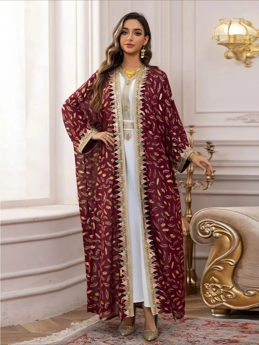 Muslim Abaya 3 Piece Set Women Party Dresses Cardigan Robe Sashes Suit Bronzing Jalabiya Ramadan Morocco Dubai Kaftan Vestidos.