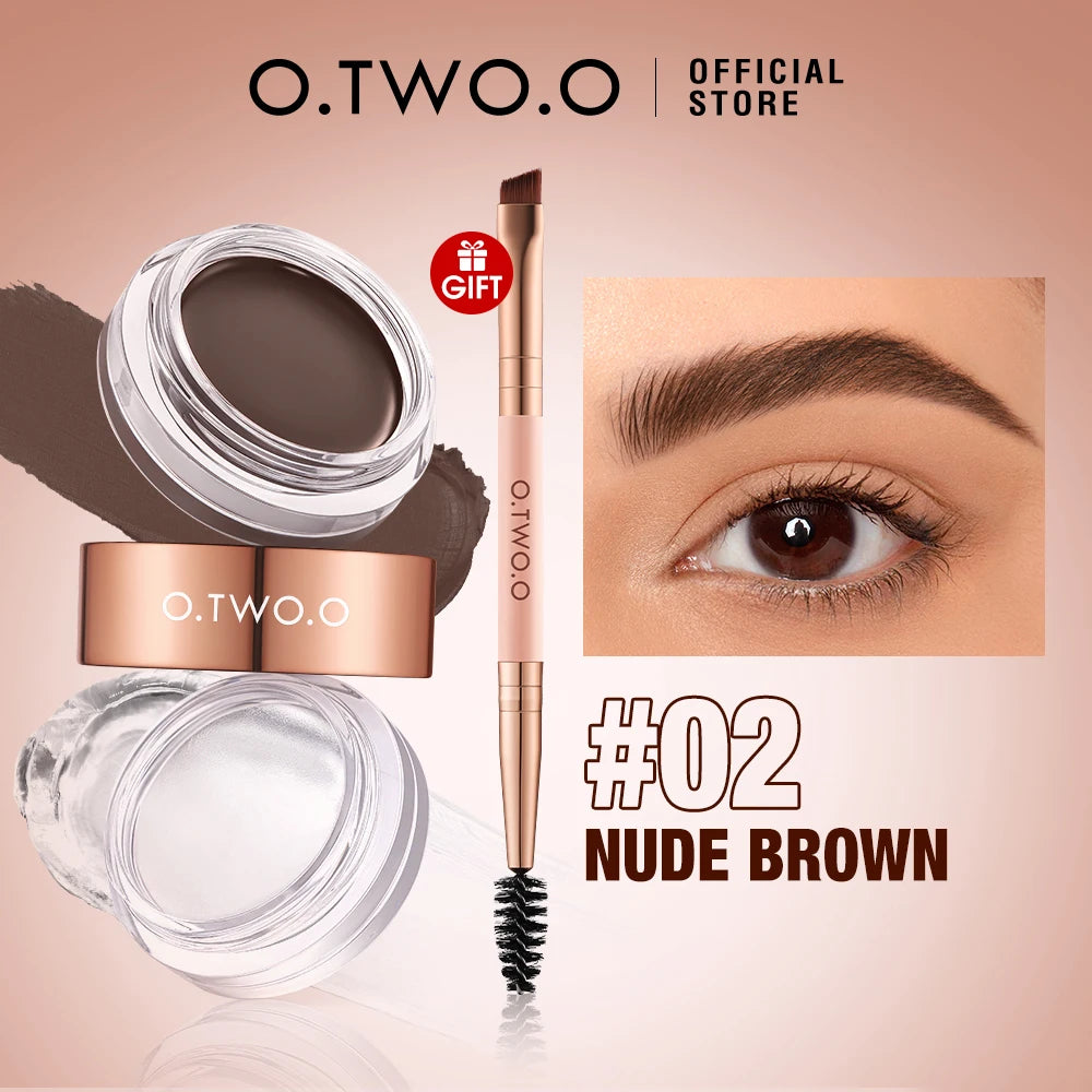 O.TWO.O Eyebrow Pomade Brow Gel Wax 2 IN 1 Waterproof Long Lasting Creamy Texture Eye Brow Tint Enhancers Cosmetics Makeup.