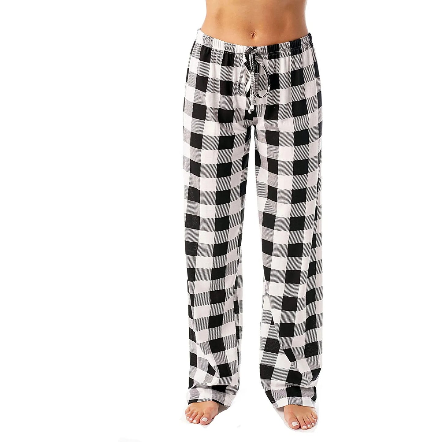 Frauen Weihnachten Pyjama Hosen Herbst Winter Plaid Gedruckt Hosen Mode Lässig Breite Bein Hosen Kleidung Streetwear