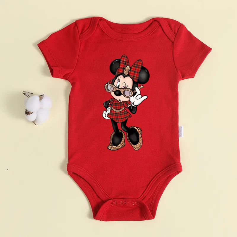 Weihnachten Neugeborene Baby Roten Strampler 100% Baumwolle Baby Mickey Print Infant Outfit Baby Mädchen Jungen Body Disney Kleidung Weihnachten Geschenk