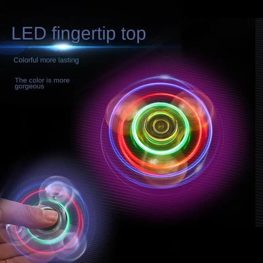 LED Finger Spinner Transparent Crystal LED Light Colourful Light-up Finger Spinner Pvc Material Finger Spinner Toys.