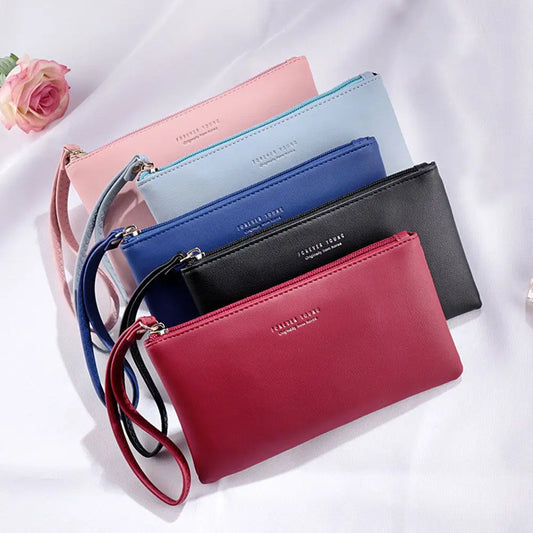 Women PU Leather Zip Coin Bag Wallet Long Purse Pouches.