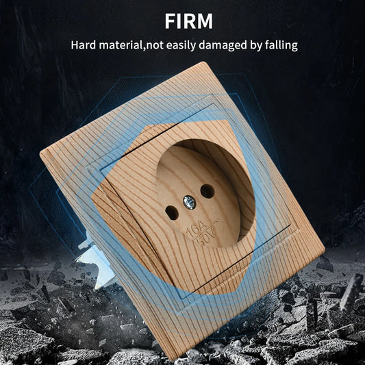 WESA Holzsteckdose, 16 A, EU-Standard, Steckdose, nicht geschliffen, 86 mm x 86 mm, flammhemmende Kunststoffplatten-Wandsteckdose.