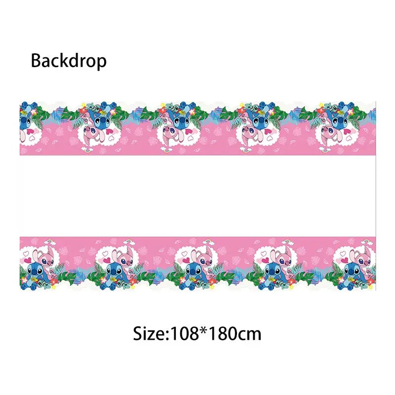Disney Lilo Stitch Geburtstag Party Dekoration Kinder Stitch Thema Geschirr Set Engel Luftballons Happy Banner Zubehör für Mädchen zugunsten