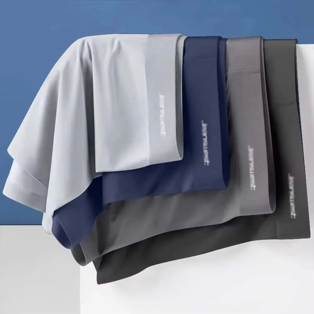 4 Stück Herren Boxershorts Unterwäsche Boxer Mann cool atmungsaktiv sexy Höschen Eis Seide Mode 4 Farben mischen xl 3xl 4xl 5xl