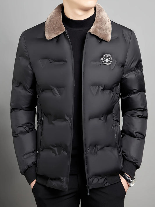 Winter warm jacket, casual business outdoor sports cotton jacket, lapel zipper, real pocket, men's jacket, jacket shirt.