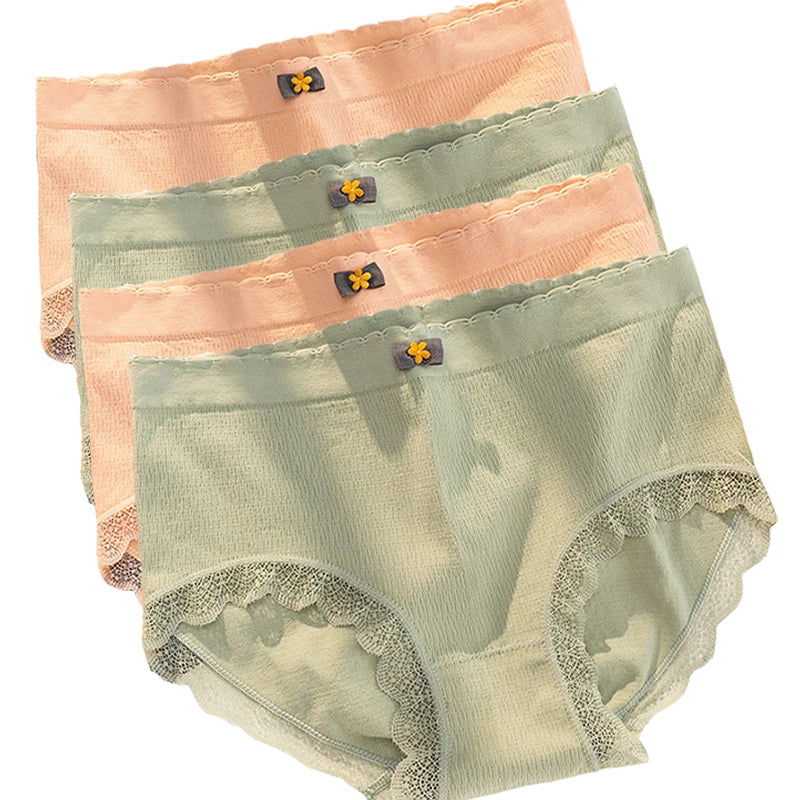 4Pcs Plus Size Underwear Women's Panties High Waist Sexy Panties Seamless Briefs Female Girls Lingerie Graphene Pantys Ladies