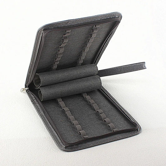10/24/48 Slots Fountain Pen Case Pencil Case Pouch Bag Canvas Case Black, Gray.