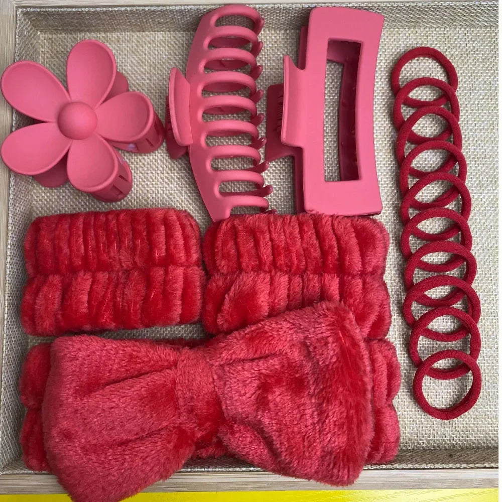 16-Piece Hair Band Set - Colorful Matte Elastic Headbands with Bow, Non-Slip Wash Face Bands for Women & Girls.