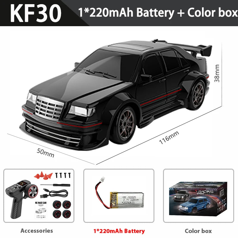 KF30 1:43 4WD Drift Racing Car With Gyroscope Speed Adjustment Real Lighting Control and Damping High Speed RC Cars For Kids Toy