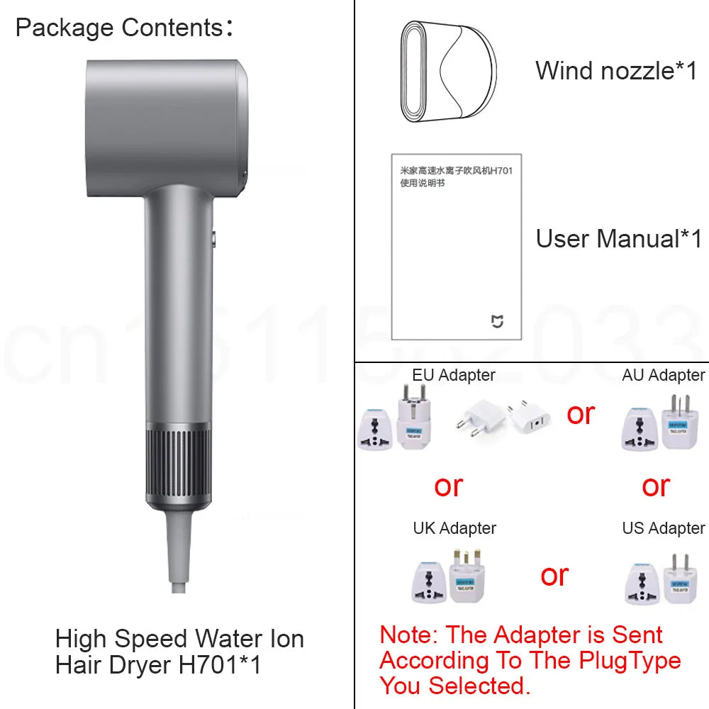 XIAOMI MIJIA High Speed Water Ion Hair Dryer H701,4 Temps & 3 Speeds,Professional 1600W Ionic Blow Dryers,110000 Rpm Fast Dry
