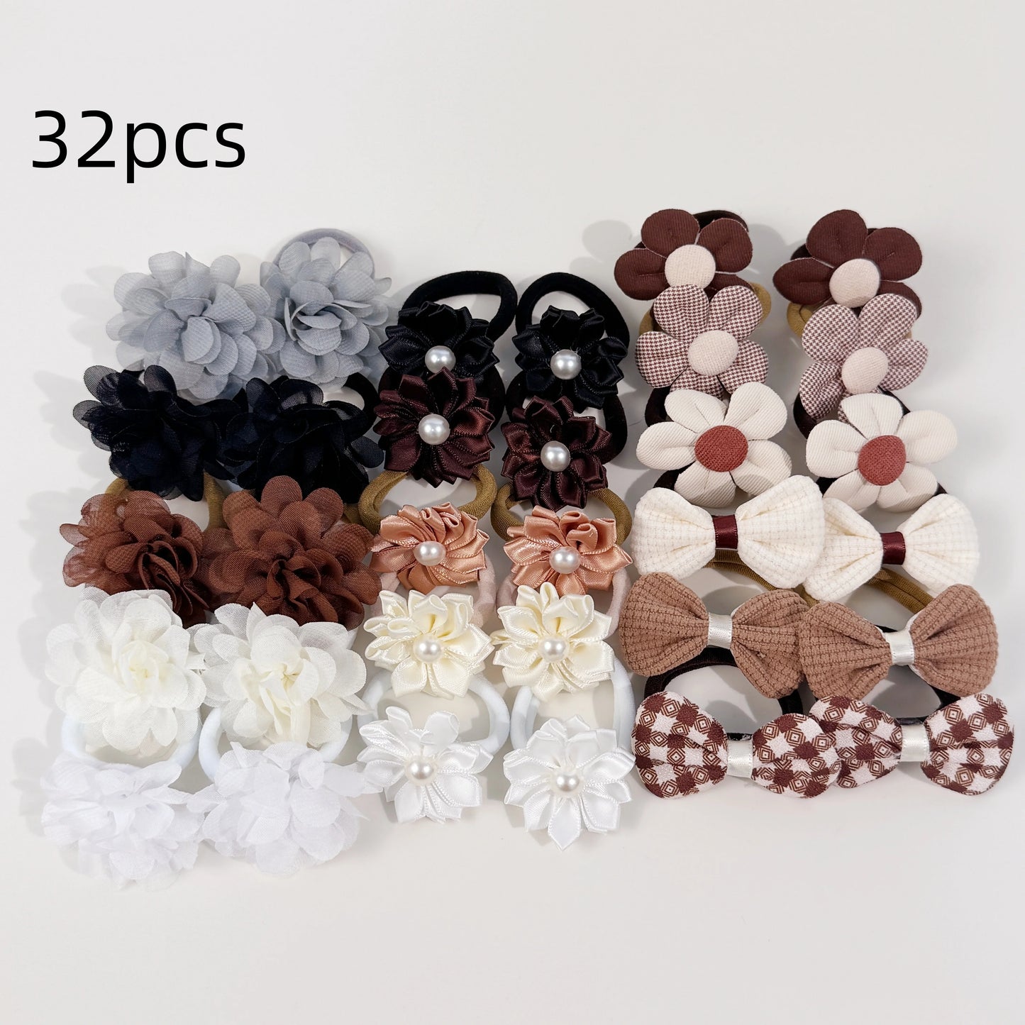 32/78pcs Girls Bows Sunflower Hair Ties Kids Girls Hair Bands Elastic Nylon Ties Hair Bows Ponytail Holder Hair Accessories Sets.