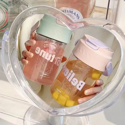 High Aesthetic Large Capacity Portable Sports Straw Cup for Girls Summer New Tea Separator Student Cup Water Bottle Gift.