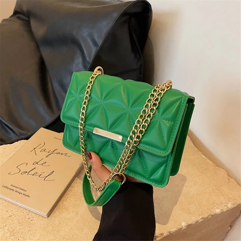 Fashion Chain Women'S Shoulder Bag, Chic Small Square Bag for Women, Luxury Quilted Handbag for Daily Travel, Shopping, Parties..