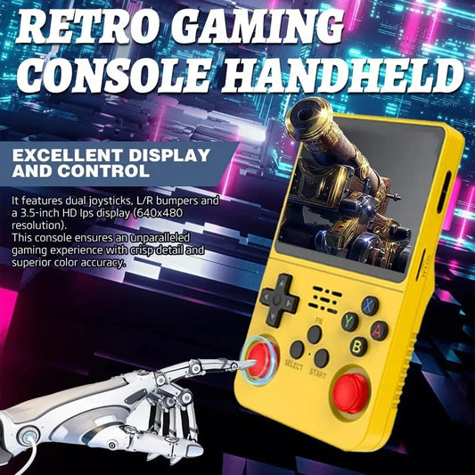 Open Source R36S Retro Handheld Game Console ARKOS 2.0 3.5Inch IPS Screen 64G/128G Portable Pocket Video Player Kids Xmas Gift.
