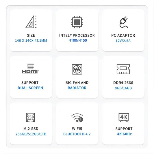 FIREBAT AK2 PLUS Mini PC Intel N100 N150 CPU Windows 11 DDR4 16GB RAM 512GB SSD Desktop Computer WIFI5 BT4.2 HDMI USB.