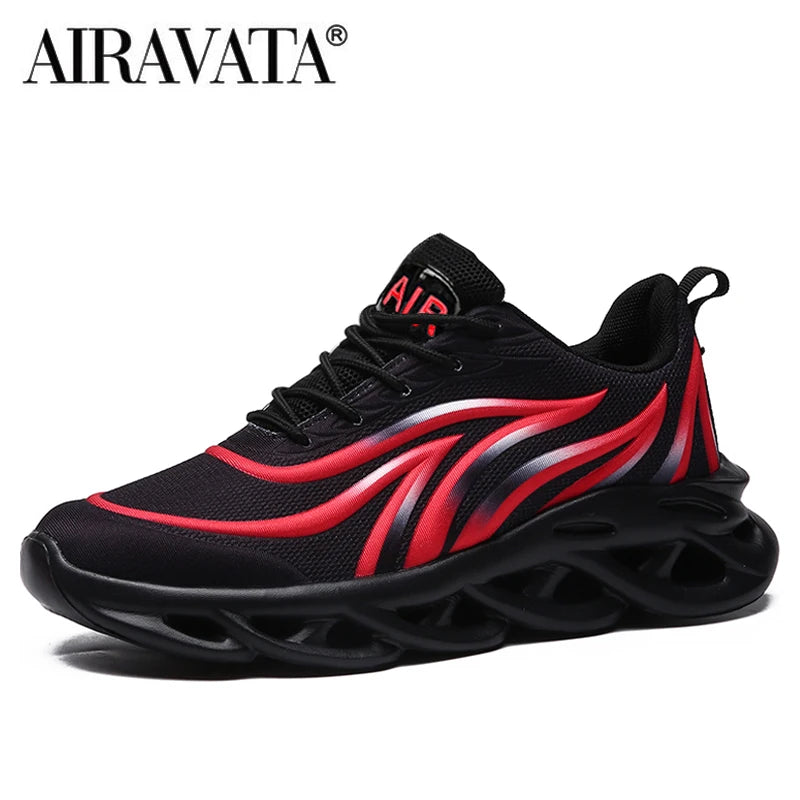 Men's Flame Printed Sneakers Flying Weave Sports Shoes Comfortable Running Shoes Outdoor Men Athletic Shoes.
