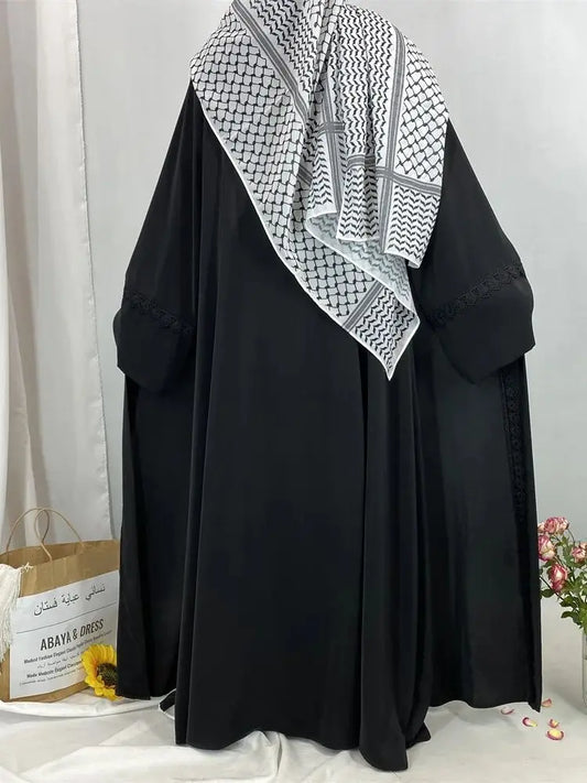 Ramadan Eid Mubarak Open Black White Muslim Modest Kimono Abaya Damen Dubai Islam Women Kebaya Kaftan Robe Femme Musulmane.
